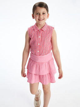 Beli Lastikli Pileli K?z ?ocuk Etek