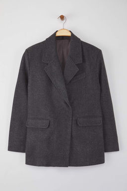 Koyu Gri Diagonel Mono Kapama Fitted K?sa Kase Kaban TWOAW26KB00036 - Trendyolmilla фото 7