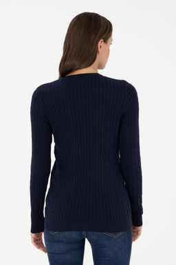 Женский темно-синий базовый свитер с v-образным вырезом Неожиданная скидка в корзине - U.s. polo assn фото 5