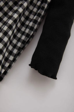 Платье-майка в рубчик с длинными рукавами и повязкой на голову для маленьких девочек, комплект из 2 предметов - Defacto фото 3