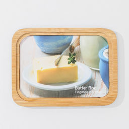 Маслёнка Heaven, 14×10×5 см, бамбук, крышка пластик, МИКС