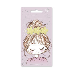 Заколка для волос зажим, арт. 71765 / 10 ЦВЕТОЧКИ (в наборе: 1шт., 6,4 см, черный металл, полиэфирная смола, цвет: жёлтый, подложка из мелованного картона + ПЭТ-пакет с европодвесом)