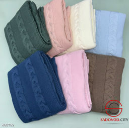 Вязаный плед на велсофте 100x110 см. - Bruno фото 8