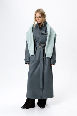 Плащ Pirs 6214 серо-бирюзовый