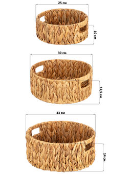 Набор 3 плетеных корзин 25*25*10 см, 30*30*12,5 см, 33*33*14 см, водный гиацинт