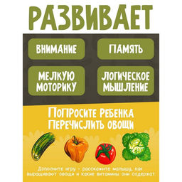 Рамка - вкладыш «Больше - меньше. Овощи», развивающая доска Сегена