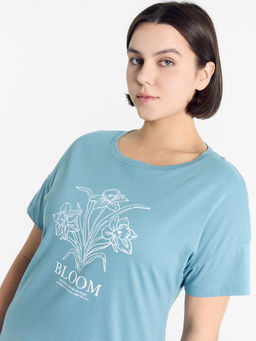 Сорочка ночная женская дымчато-голубая с печатью - Mark formelle фото 6