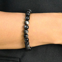 Обсидиан иризирующий браслет рондель 8*7мм