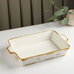 Форма для запекания Доляна Organic Gold, 2 л, 33×20.5×5.5 см, фарфор, белая