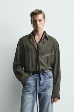 LIMITED EDITION EMBROIDERED SHIRT WITH RHINESTONES - Zara фото 2