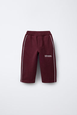 STRAIGHT-LEG PLUSH TEXT TROUSERS