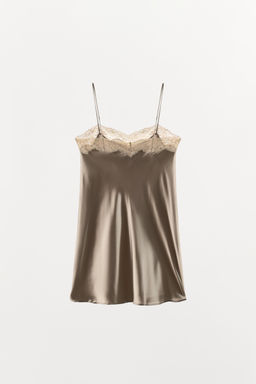 SILK BLEND LACE CAMISOLE DRESS - Zara фото 11