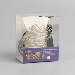 Гирлянда Мишура 5 м роса, IP20, серебристая нить, 100 LED, свечение тёплое белое, 12 В - Luazon lighting фото 4