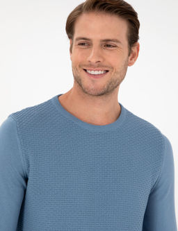 Koyu Mavi Slim Fit Bisiklet Yaka Triko Kazak - Pierre cardin фото 2