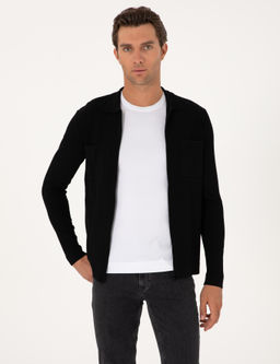 Siyah Regular Fit Fermuarl_ Triko H_rka