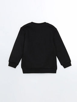 Bisiklet Yaka Bask?l? Erkek ?ocuk Sweatshirt