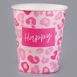 Цена за 10 шт. Стакан бумажный Happy, леопард, 250 мл - Страна карнавалия фото 2