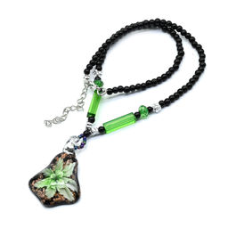 Подвеска из муранского стекла форма 32*52мм, цв.зеленый, 46см