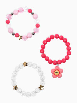 Цена за 2 шт. Набор браслетов детский Выбражулька «Цветок» 3 шт. d=6 см. бело-розовый