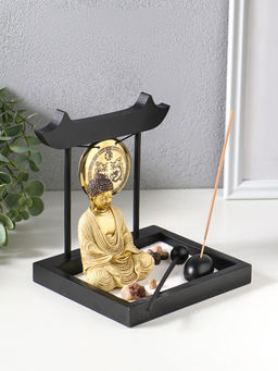 Сад Дзен "Будда в розовом, медитация у гонга" песок+камни+аромапалочки 13,2х15х16 см