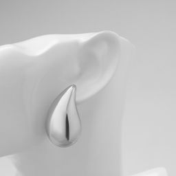 Серьги пластик «Капля» крупная, цвет серебро