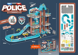 Игровой набор "Парковка. Город" + 4 машинки и вертолет (2106817) в коробке 58*37см