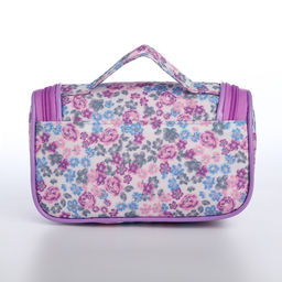 Косметичка-сумка на молнии, с принтом Цветочная поляна, сиреневая - Simaland фото 2