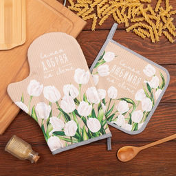 Набор кухонный Самая любимая варежка-прихватка 20х28см, прихватка 19х19см,100% хл