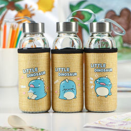 Бутылка для воды в чехле Дино, 300 мл, h=17 см, стекло, рисунок МИКС - Simaland фото 5