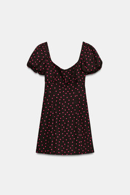 VESTIDO LUNARES MANGA ABULLONADA CON LINO / Multicolor - Zara фото 6