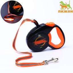 Рулетка Пижон с прорезиненной ручкой, 8 м, до 50 кг, трос, чёрно-оранжевая