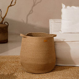 Корзина для белья плетеная круглая SL Home Orden, пеньковый канат, 35×40 см