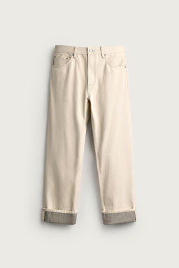 JEANS STRAIGHT FIT VUELTA CONTRASTE / Crudo - Zara фото 7