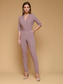 Комбинезон бежевый с рукавами 1/2 и карманами - 1001dress фото 2