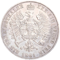 Монета 1 союзный талер 1861 года A Пруссия