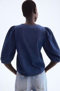 Blusa denim con mangas globo - H&m фото 4