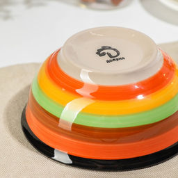 Салатник керамический Доляна Индия, 450 мл, d=14 см, цвет оранжевый  фото 4