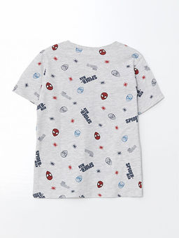 Bisiklet Yaka Spider-Man Bask?l? Erkek ?ocuk ?ortlu Pijama Tak?m?