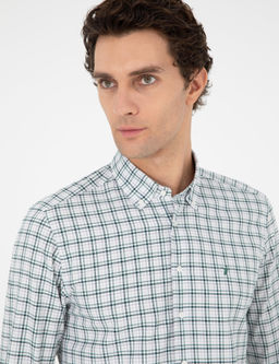 Haki Slim Fit Pamuklu Kareli G_mlek