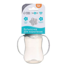 Бутылочка для кормления M&B, классическое горло, с ручками, от 0 мес., 150 мл., приталенная, белый