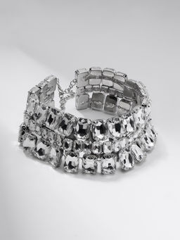 Чокер-колье Сияние трио, цвет белый в серебре, 36 см