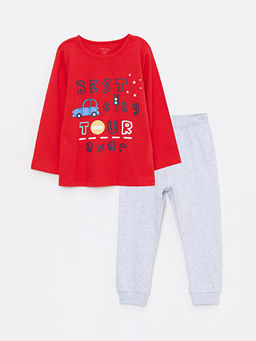 Bisiklet Yaka Uzun Kollu Bask?l? Erkek Bebek Pijama Tak?m