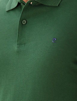 Koyu Ye_il Slim Fit %100 Pamuk Polo Yaka Basic Ti__rt