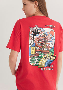 Spirit Of Nature Bask?l? K?rm?z? Tisort