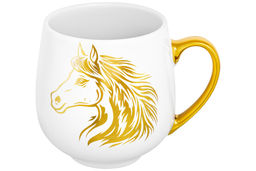Кружка 530 мл 13,5*10,5*10,7 см Лошадь золотая на белом, фарфор - Elan gallery фото 4