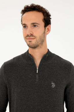Свитер мужской U.S. Polo Assn хлопок антрацитовый меланж  фото 2
