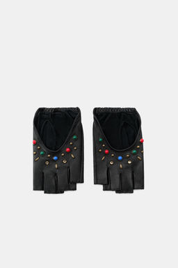 SHORT LEATHER STUDDED STONE GLOVES - Zara фото 2