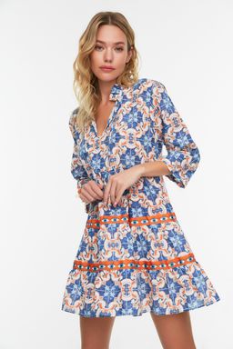 Trendyolmilla Etnik Desenli Mini Dokuma Serit Aksesuarl? %100 Pamuk Plaj Elbisesi TBESS22EL0765