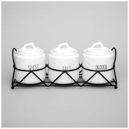 НАБОР БАНОК ДЛЯ СЫПУЧИХ ПРОДУКТОВ КОЛЛЕКЦИЯ KITCHEN НА ПОДСТАВКЕ 3 ШТ. 9*11 СМ