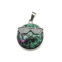 Подвеска Смайл 27мм с цоизитом имитация